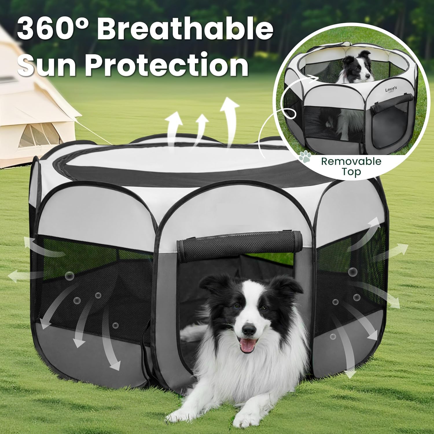 Welpenauslauf Hundebox Faltbar Wasserdicht Tierlaufstall Abnehmbar Transportbox Freigehege für Katze Kaninchen Haustier mit Tragbar Handtasche,Hund Laufgitter für Camping Reisen (L(110 * 110 * 60cm))