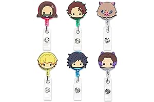 6Pcs Anime Badge Reel Japanese Anime Retractable Badge Holder Cute Kawaii Cartoon...