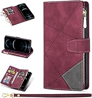 Vista 1 de ZCDAYE Funda tipo cartera para iPhone 12iPhone 12 Pro con 9 ranuras para tarjetas, bolsillo con cremallera, cartera de mano, funda con tapa
