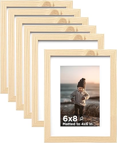 Vista 81 de KINLINK Juego de 6 portarretratos de madera de 6 x 8 pulgadas, marco de fotos de madera mate de 4 x 6 con plexiglás para 4 x 6 con paspartú o 6 x 8