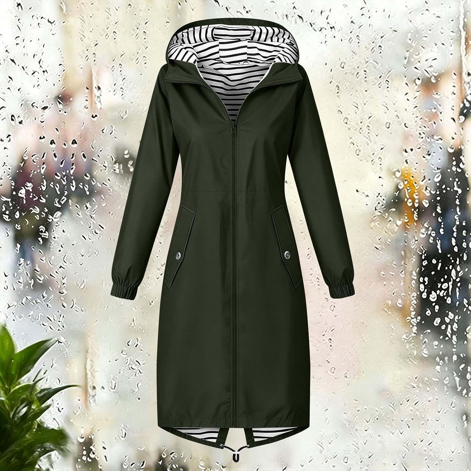 Rain Jacket Women Waterproof Lightweight Rain Coat with Hood Windbreaker Trench Raincoat for Women Long Jackets
