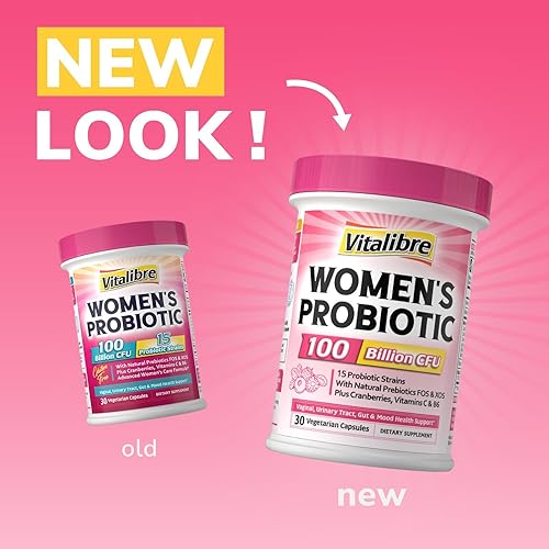 Miniatura 6 de Probióticos para mujeres, 100 mil millones de UFC, 15 cepas, suplemento diario probiótico y prebiótico con arándano orgánico para apoyar la salud