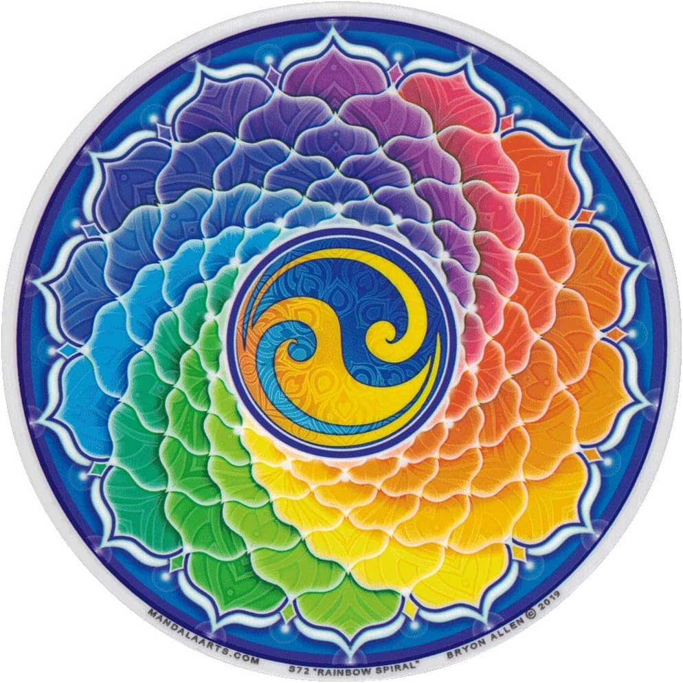 Rainbow Spiral Yin Yang - Window Sticker/Decal (4.5" X 4.5")
