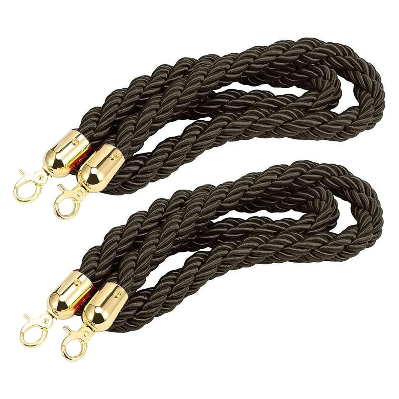 Ghkryd Black Barrier Rope, With Gold Hook, Hemp Rope Barrier For Queue Divider, Line ﻿(,1.5M/59Inch/5Ft)