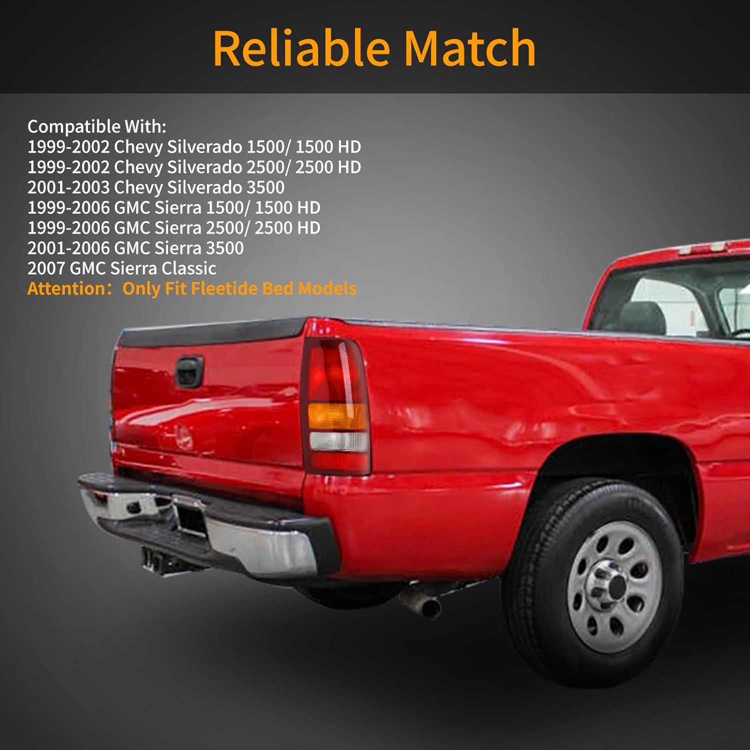 Tail Light Assembly Compatible with 1999-2002 Chevy Silverado 1500 2500/1999-2006 GMC Sierra 1500 2500 Taillights Rear Brake Lamps OE Replacement without Bulbs and Harness