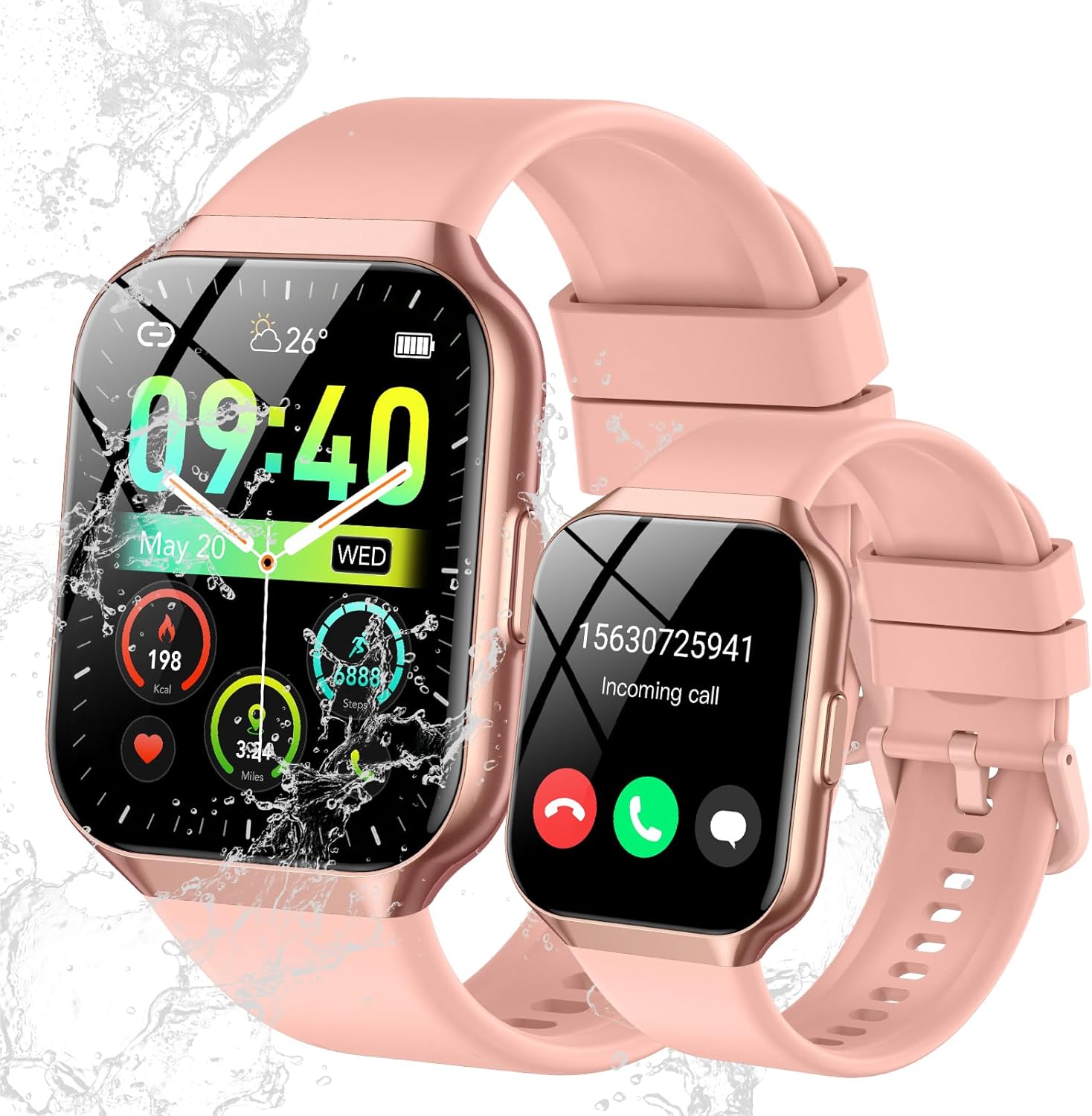 Smart Watch for Men Women, 1.96″ Smartwatch (Answer/Make Call), IP68 Waterproof Fitness Tracker, 112+ Sport Modes, Heart Rate and Sleep Monitor, Pedometer, Smartwatches for Android iOS,Pink Smart Watch for Men Women, 1.96″ Smartwatch (Answer/Make Call), IP68 Waterproof Fitness Tracker, 112+ Sport Modes, Heart Rate and Sleep Monitor, Pedometer, Smartwatches for Android iOS,Pink