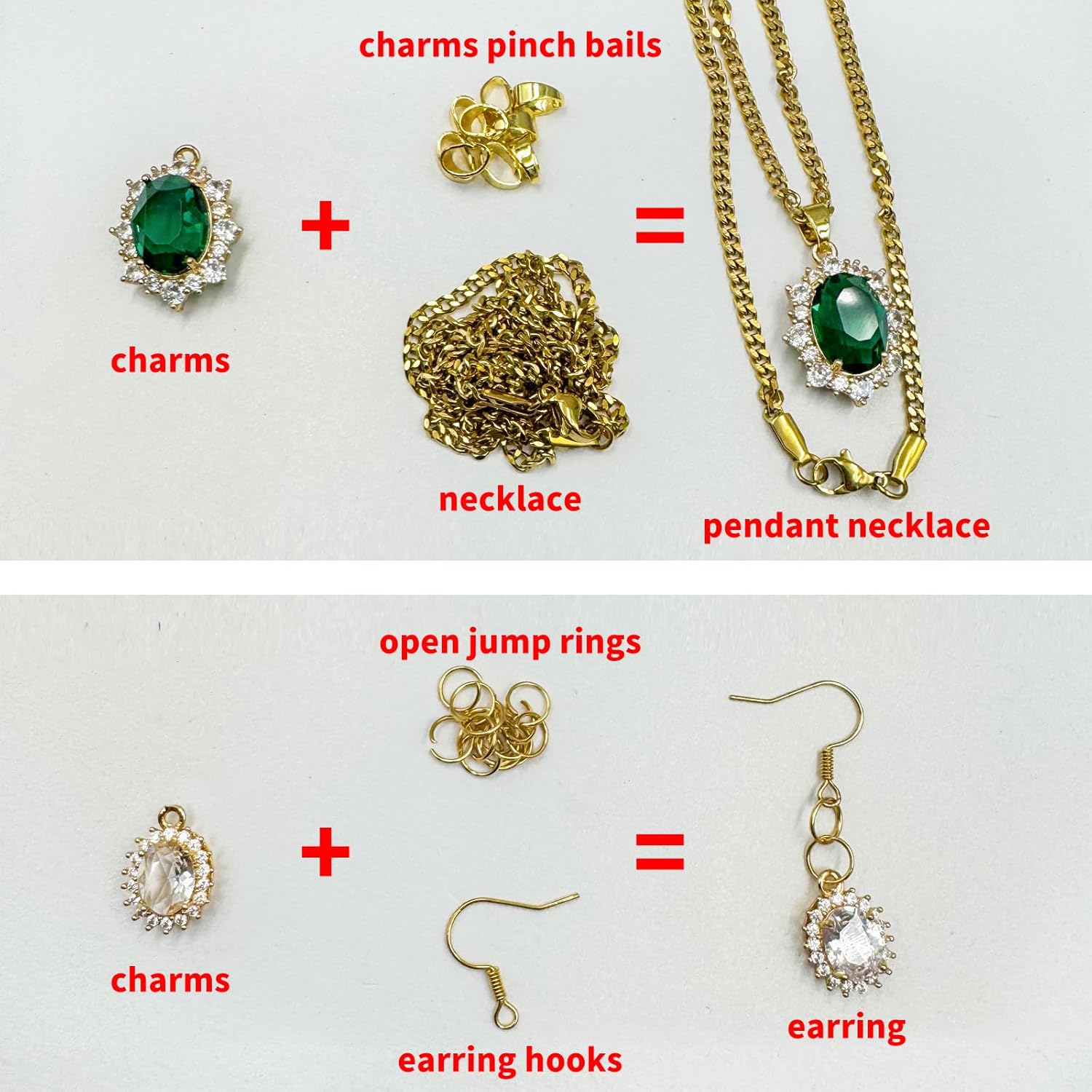 Zirconia 6Pcs Round Ellipses Charms Crystal Gold Plated Brass for Jewelry Making Bracelet Necklace Earring Pendant Craft Supplies DIY Accessories - Image 6