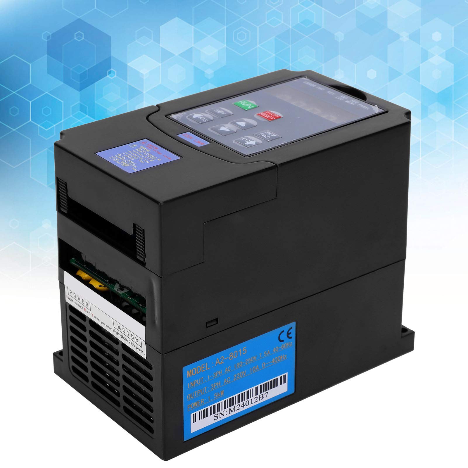 Inverseur de Fréquence Variable 1.5KW, Entrée 1Phase / 3 Phase AC180-250V Sortie Triphasée 220V, Inverseur A2-8015 VFD pour Le Contrôle de la Vitesse du Moteur de Broche