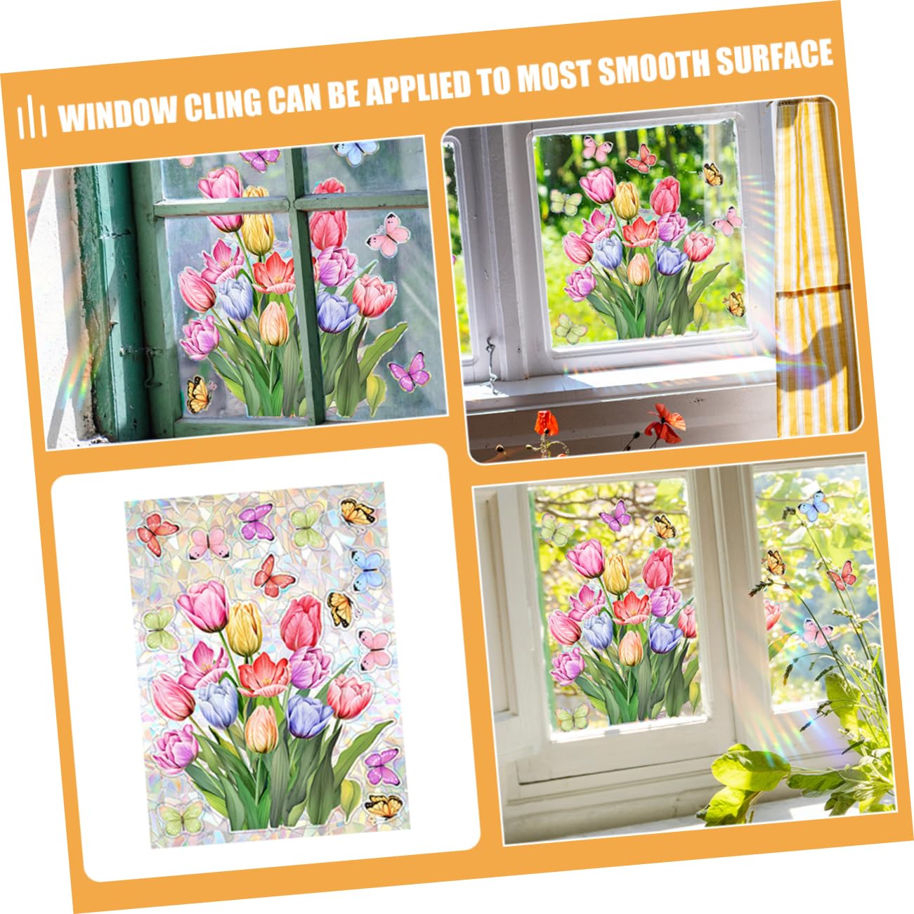 4hojas Pegatinas De Ventana De Decoración Estática Floral Para Hogar Fácil Instalación Decoración Creativa Para Habitaciones Infantiles y Salones