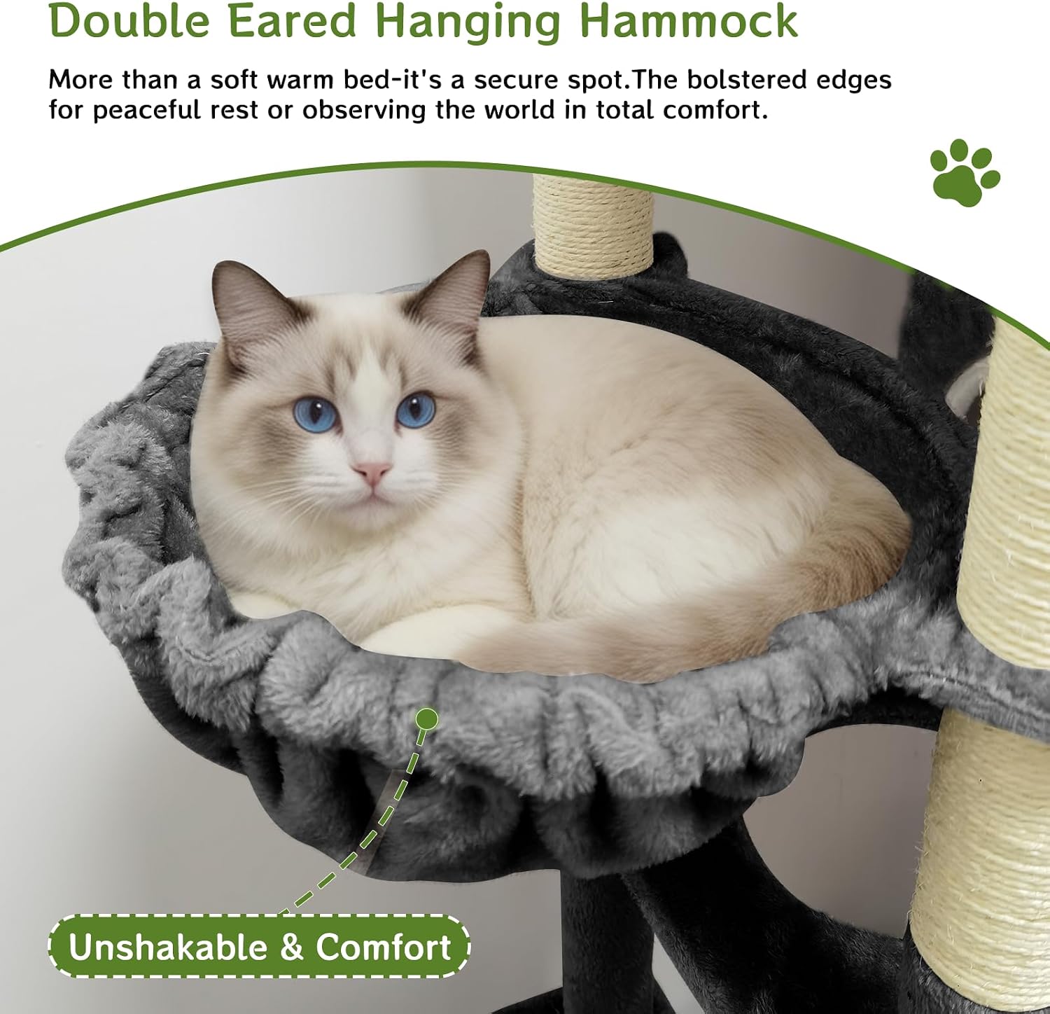 89 inch Cat Tree Tower - Extra Tall Multi-Level Cat Furniture with 2 Cozy Condos, Natural Sisal Scratching Posts, Plush Perches and Hammock for Large Indoor Cats (Black)