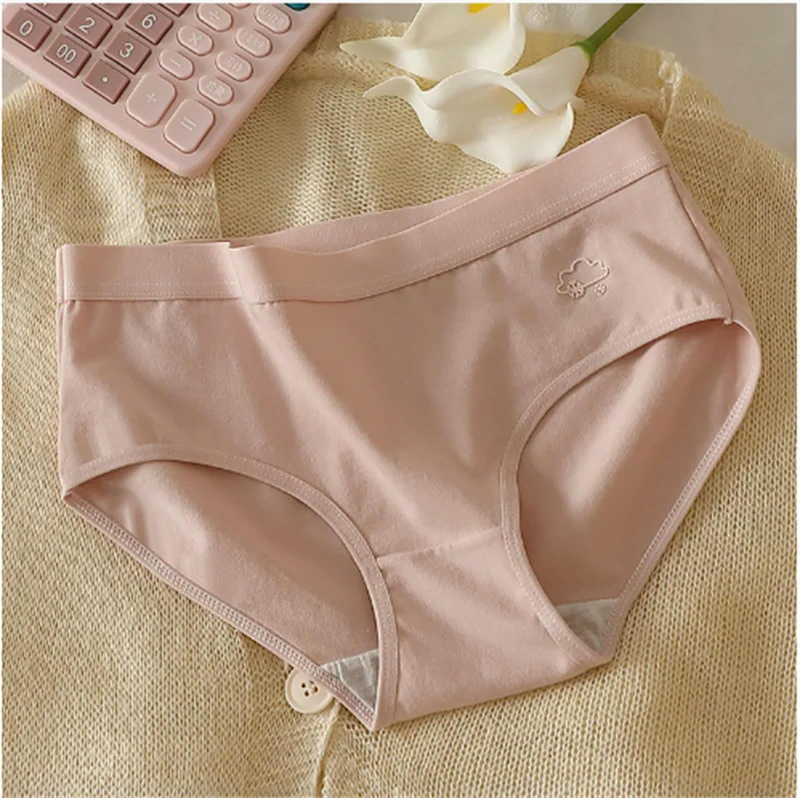 Mutande Donna Cotone 5 Pezzi Set Women Women Cotone Mutandine Sexy Brevi Bassi E Biancheria Bianche da Femmina Schema di Goccia Carina Intimata Lingerie-5 Colori Solidi-l