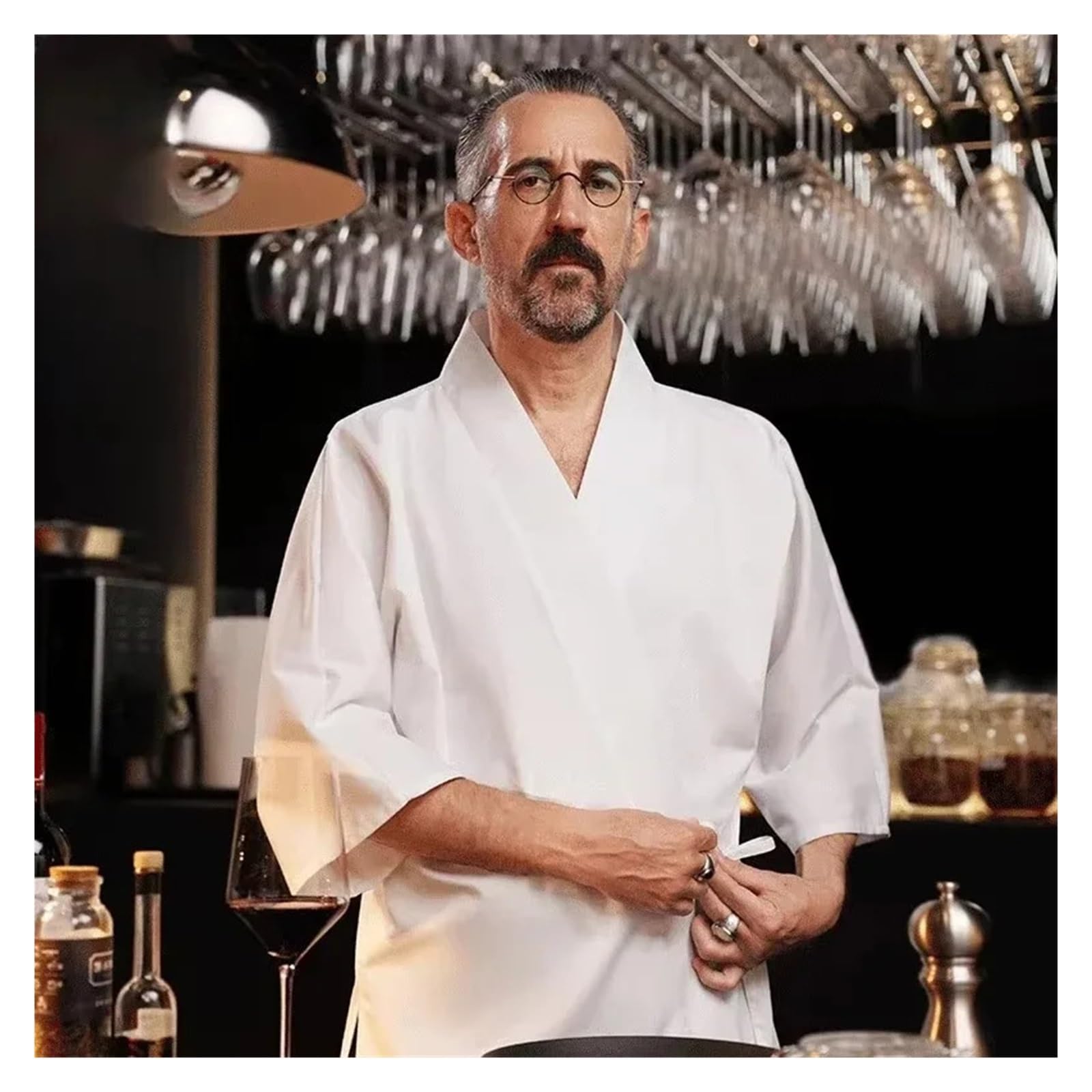 Chaquetilla Cocinero Hombre El Personal del Restaurante de Sushi USA Uniforme Chef Cocina Estilo té y Han