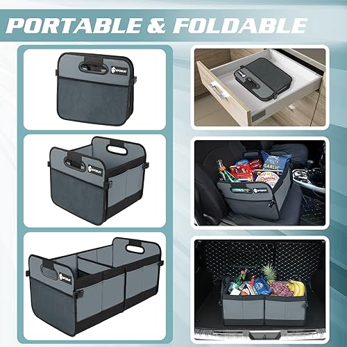 Miniatura 2 de Sposuit Organizador de maletero para automóvil, almacenamiento plegable para maletero con 11 bolsillos y asas reforzadas, organizadores de maletero