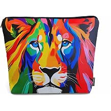 Makeup Bag For Purse Lion, African Animal Lion Face Colorful Cosmetic Bags For Women With Zipper Travel Toiletry Pouch Makeup Bags Makeup Organizers Purse For Toiletries Cosmetics