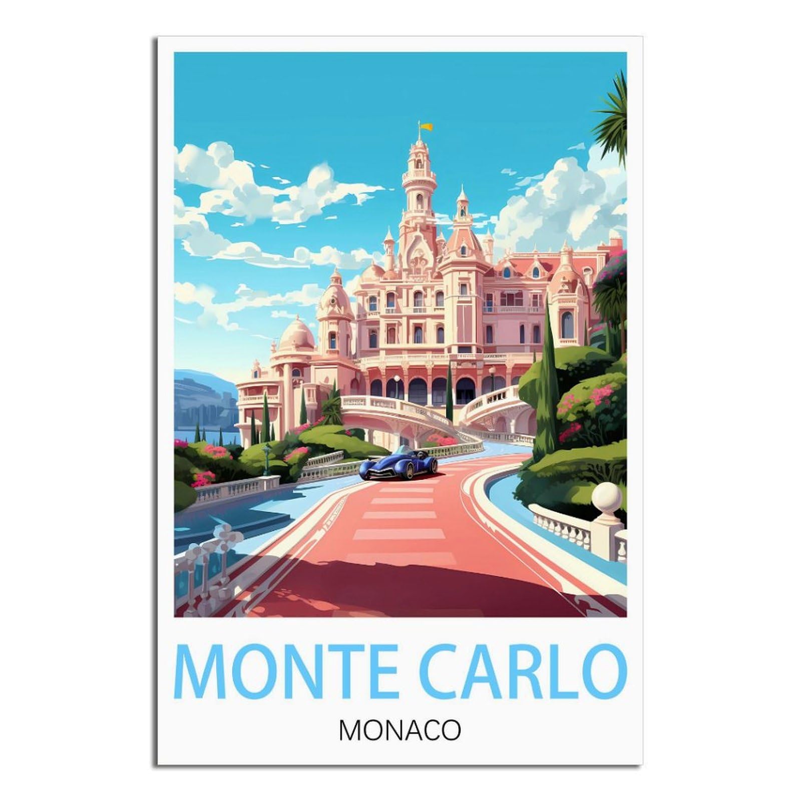HYBFQXELL Monte Carlo Monaco Vintage Travel Poster 08x12inch(20x30cm) Canvas Art Posters And Wall Art Pictures Prints Modern Family Bedroom Decor Posters