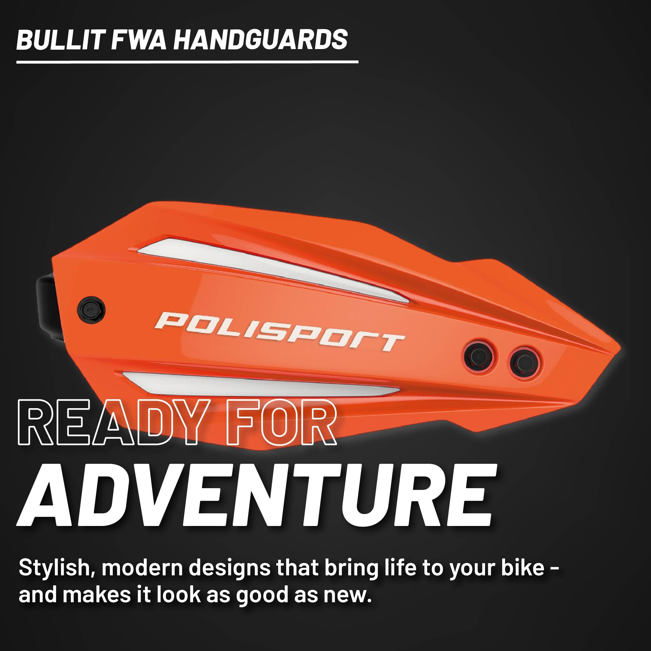POLISPORT 8308600003 - BULLIT FWA Parametry wykonane z tworzywa sztucznego z dołączonym zestawem montażowym kompatybilny ze wszystkimi modelami motocrossu/enduro w kolorze pomarańczowym