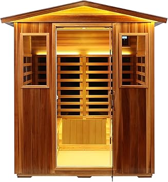 Red Cedar 4 Person Infrared Sauna with Bluetooth and Chromotherapy