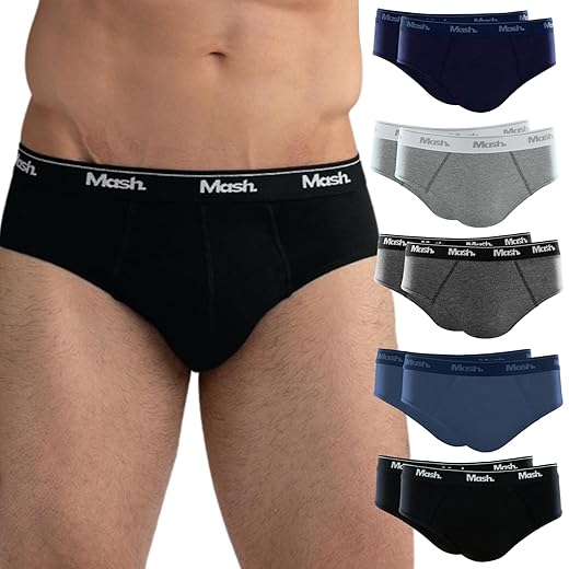 Kit 10 Cuecas Slip Algodão Cotton Hipoalergênica Masculino Mash