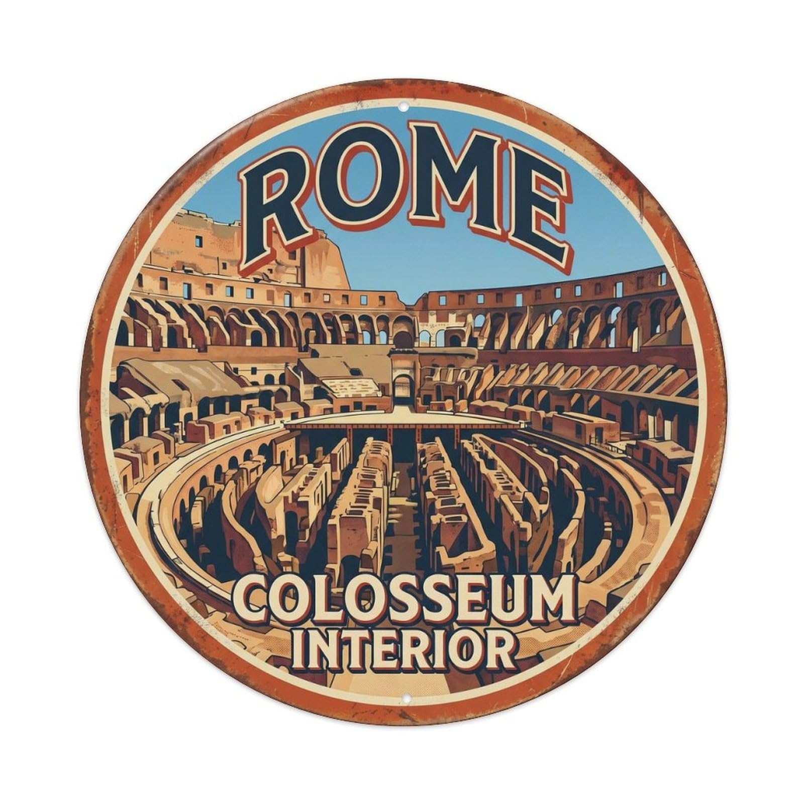 Rome Italy Colosseum City Landmark Travel Classic Metal Tin Sign
