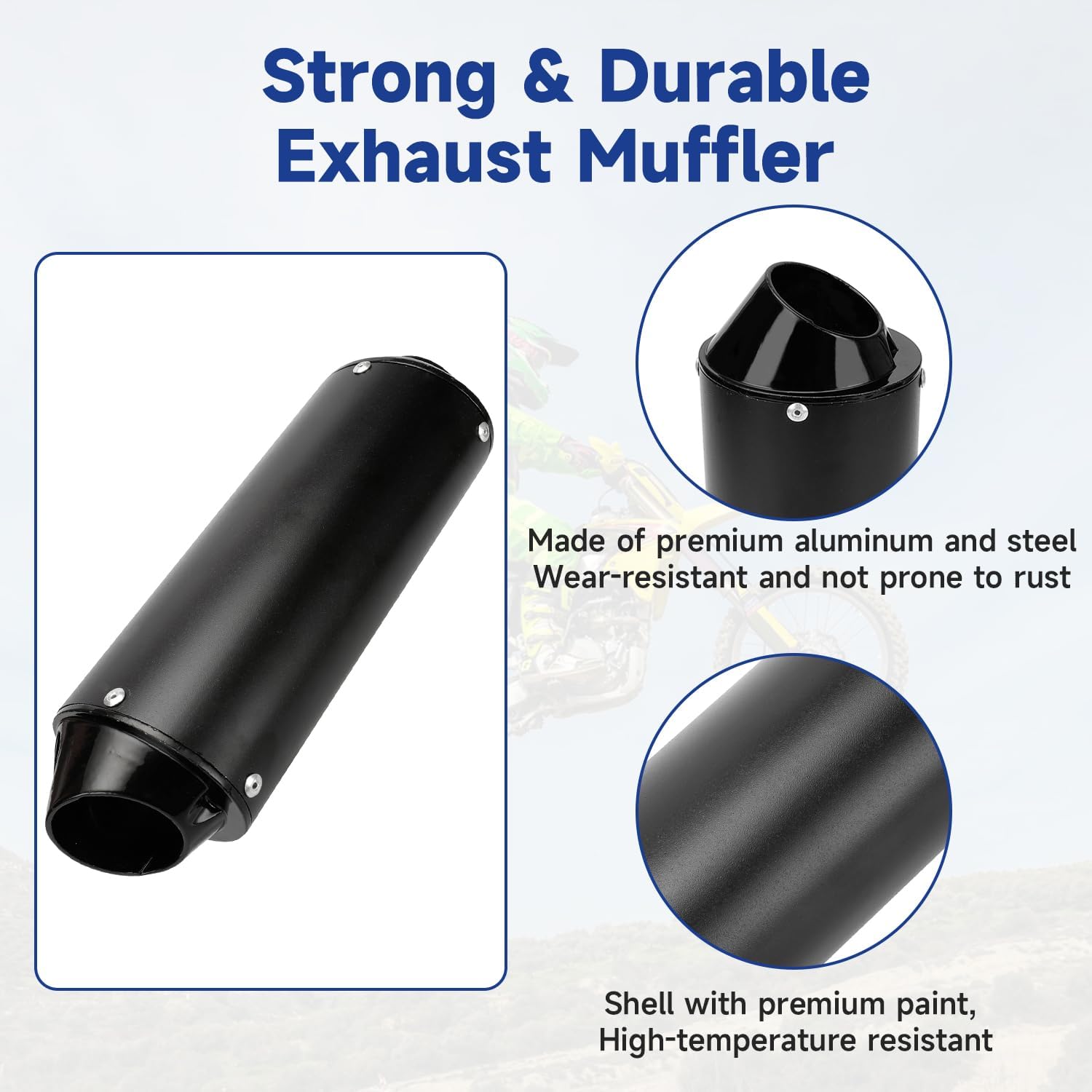 1.1 Inch Muffler Compatible with 125cc 110cc Chinese ATV 4 Wheeler Tao tao Coolster Apollo, Universal 28mm Exhaust Silencer for Pit Dirt Bike CRF50 SSR Baja with Heat Shield Tape Parts