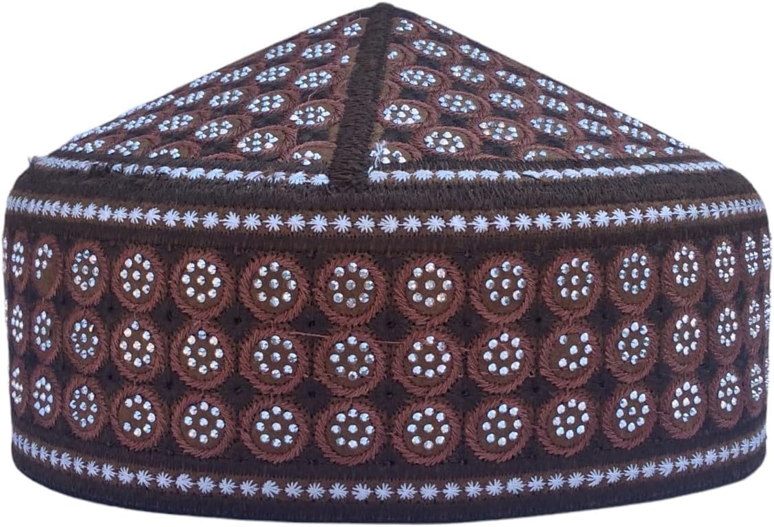 Unisex Kufi Men Prayer Cap Multicolor Stoned Outdoor Headwear Eid Handmade Kufis Namaz Hat Beanie
