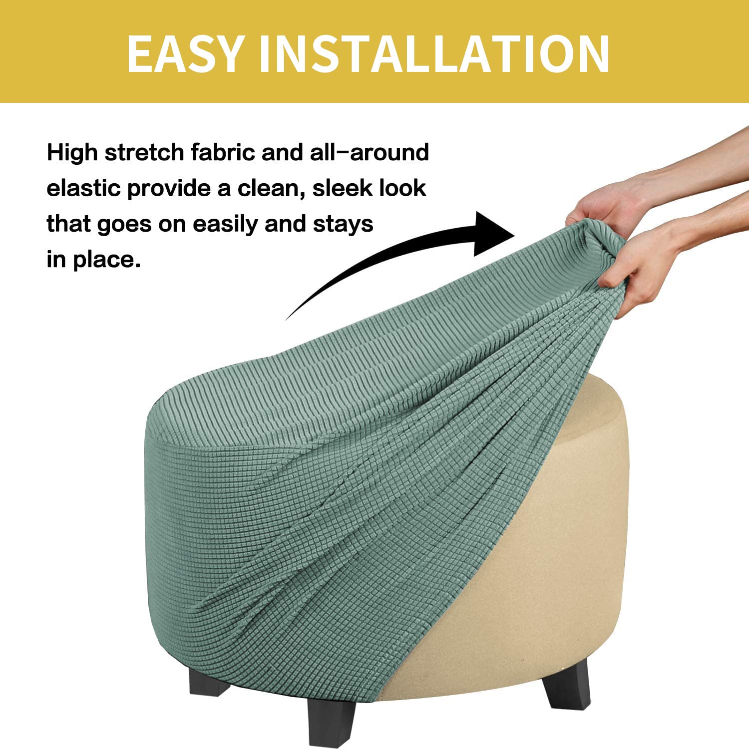 Housse Extensible Pour Pouf Rond En Velours élasthanne - Lavable, Amovible, Protection Contre Les Taches (taille S/M/L/XL)
