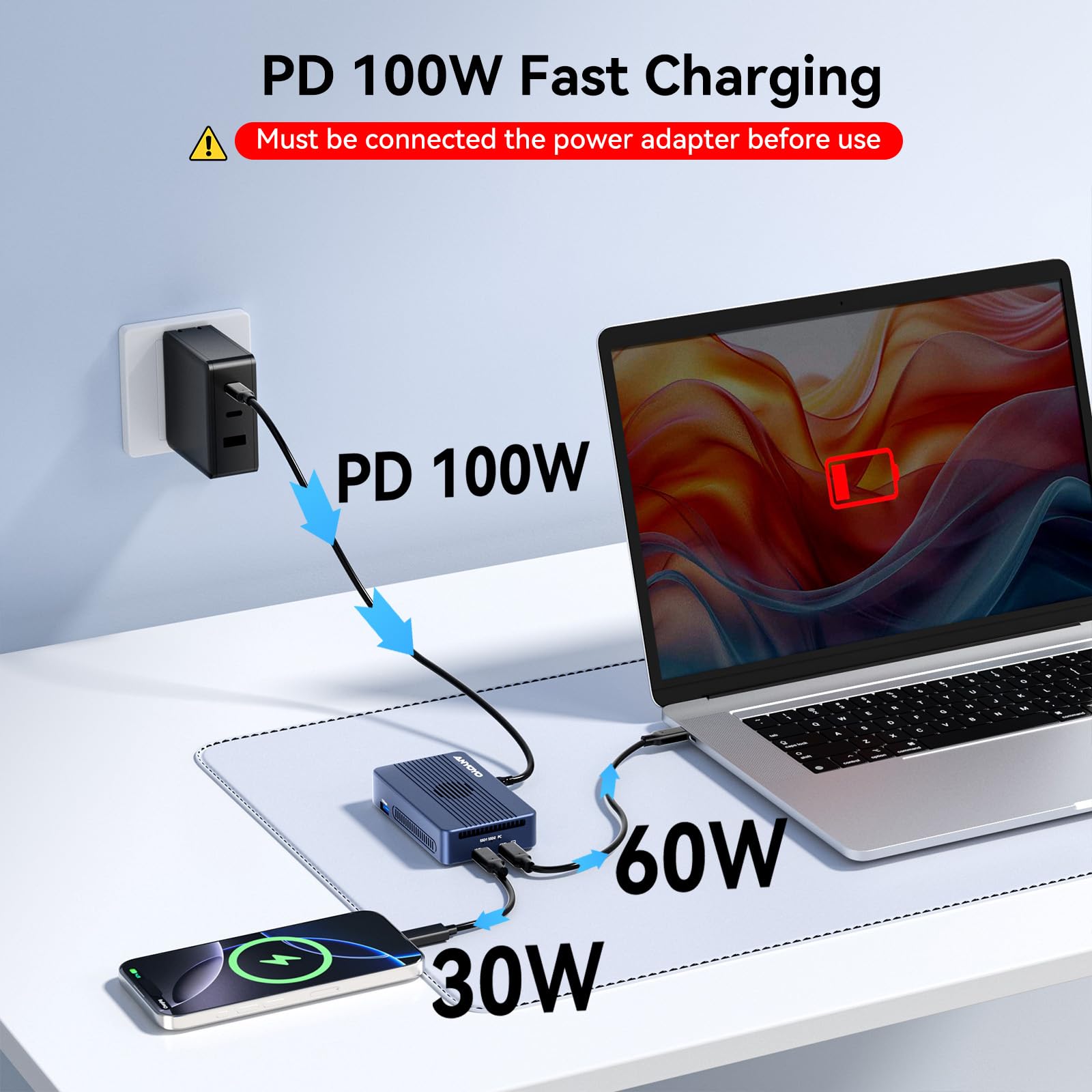 Dual-Bay 40 Gb/s Obudowa do dysku M.2 NVMe SSD z wentylatorem, 2 x USB C 40 Gb/s, kompatybilna z Thunderbolt 4/3, USB 4.0, oprogramowanie RAID do MacBooka/Mac Mini Dock, M1/M2/Windows (TBU405Pro MAX)