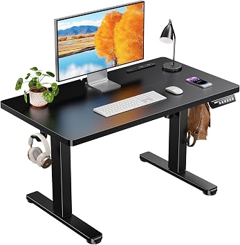 ErGear Electric Elevation Desk, Low Type, Height Adjustable, 18.9 - 28.3 inches 48 - 72 cm, Outlet & USB Port, Width 35.4 inches 90 cm, Low Desk, 4 Height Levels, Memory