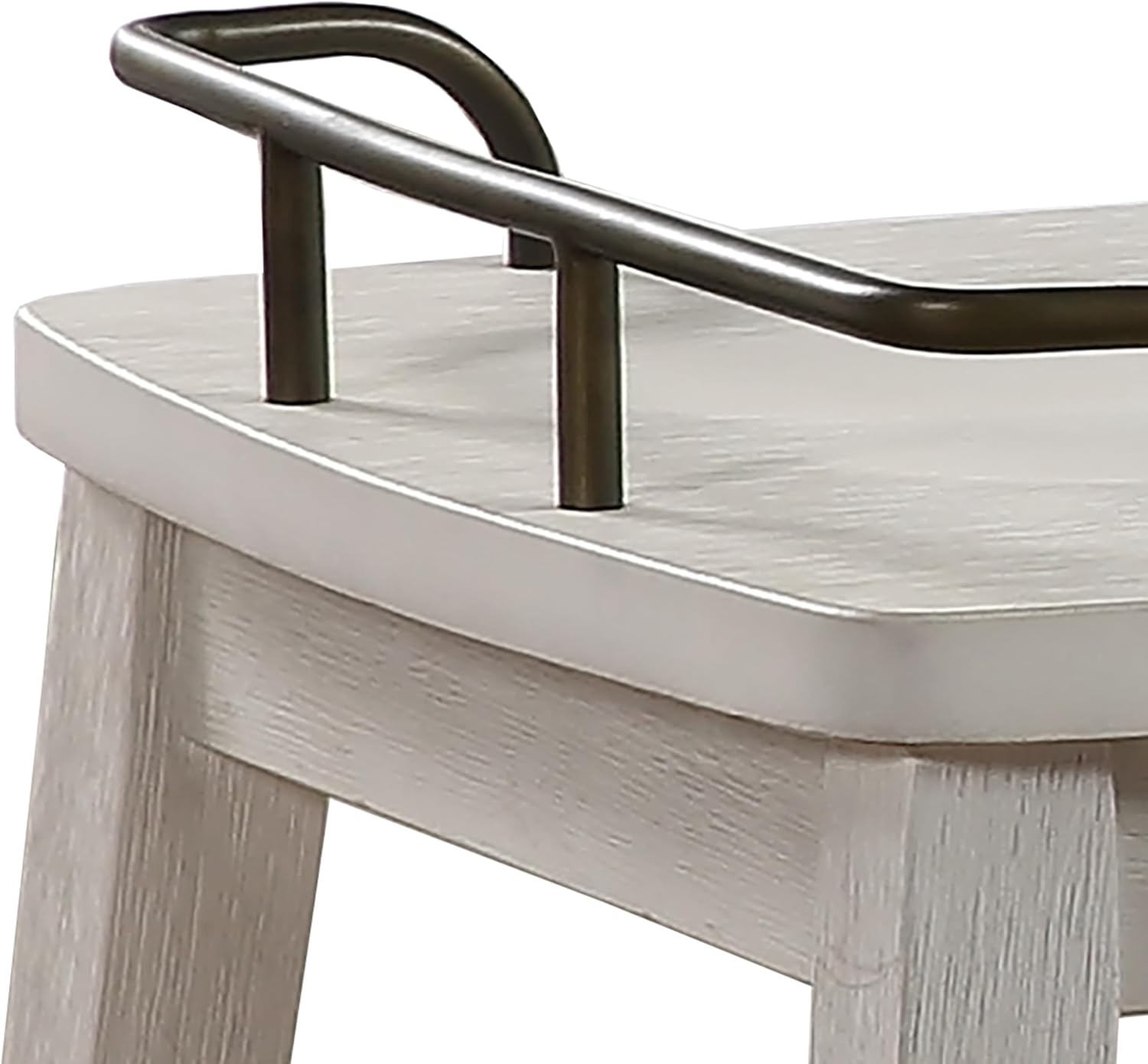 Steve Silver Furniture Pendleton Counter Stool, 24-inch Counter Height Seat, Bar Stool, Shaped Seat, Farmhouse, for Kitchens and Dining, Ivory Finish, 16" D x 19" W x 27" H, Grey