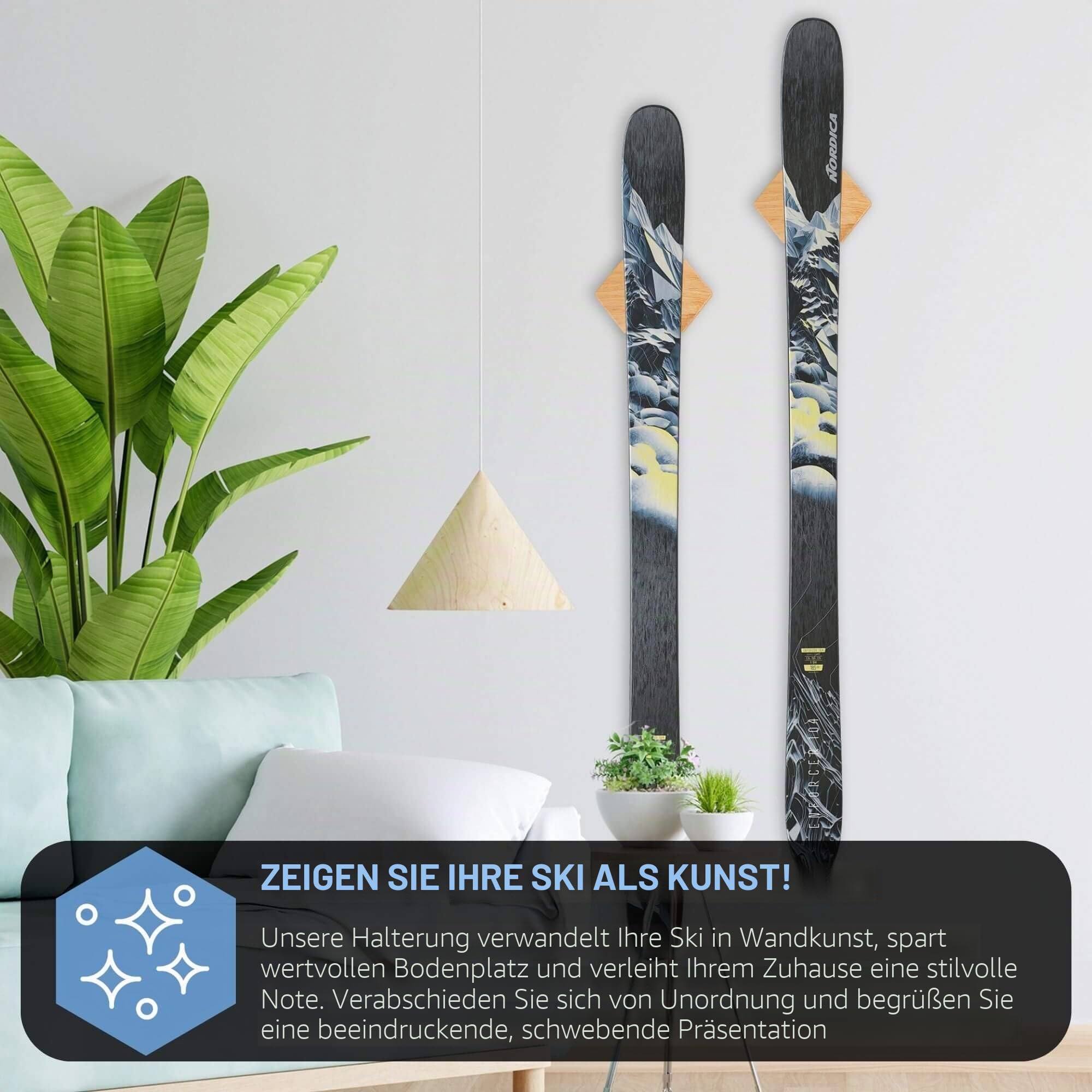 Hang 11 Ski-Wandhalterung – Ski-Kleiderbügel für Wand, Display-Halterung, minimalistische Hartholz-Kleiderbügel, dekorative Halterungen zum Aufhängen, vertikales Aufbewahrungsregal für Garage, zeigen