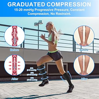 4 Pairs Zipper Compression Socks for Women & Men,15-20 mmHg Medical Open Toe Knee High Support Socks, Easy Wear, Elastic & Comfortable, for Fitness, Flight, Running Marathon