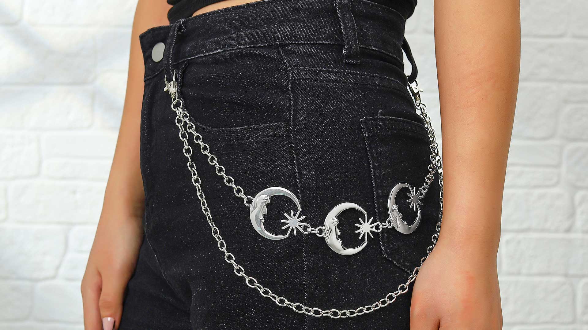 Amazon.com: Zehope Moon Pants Chain Silver Goth Wallet Pocket