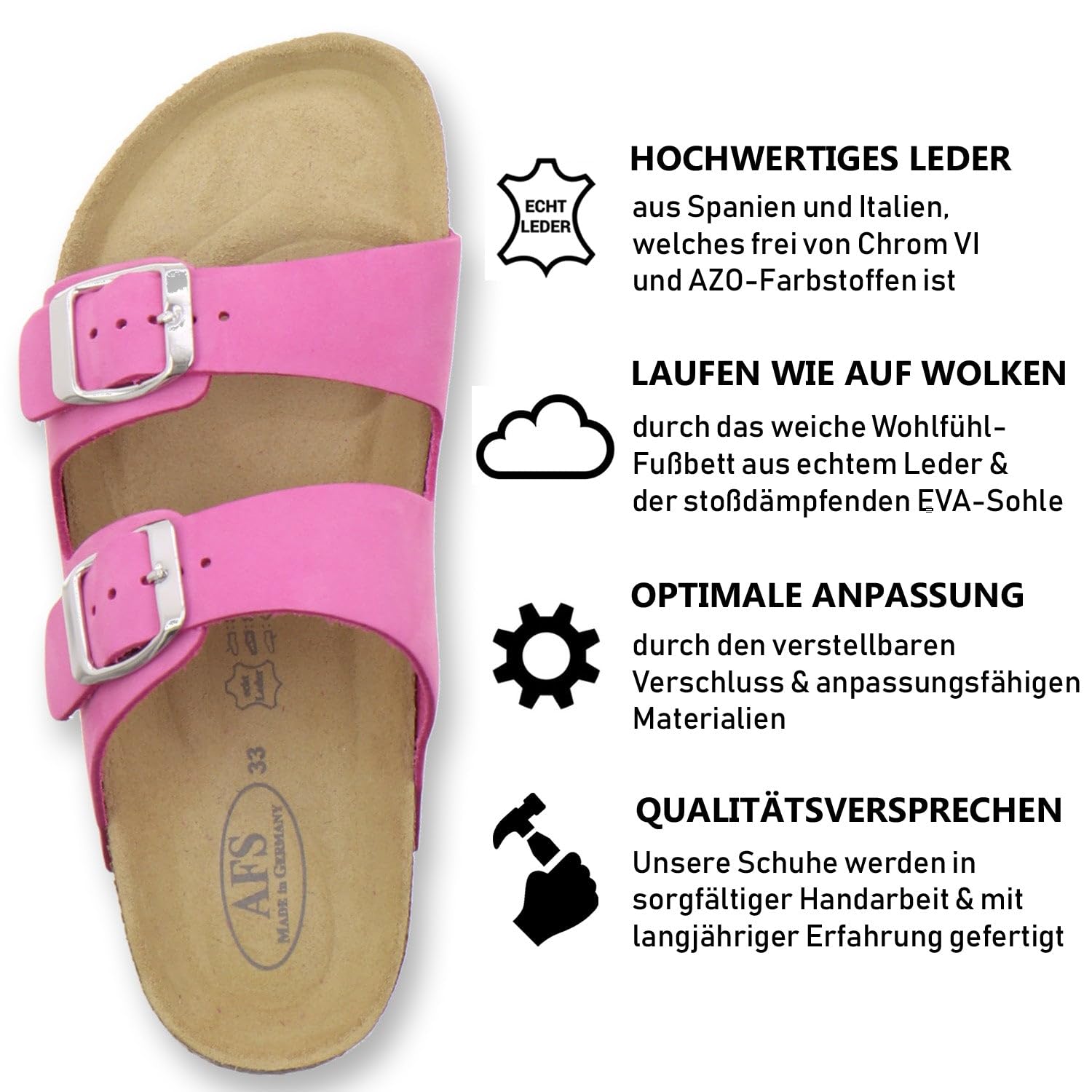 AFS-Schuhe 1100, Pantofole per bambini in pelle, pantofole per asilo e scuola elementare