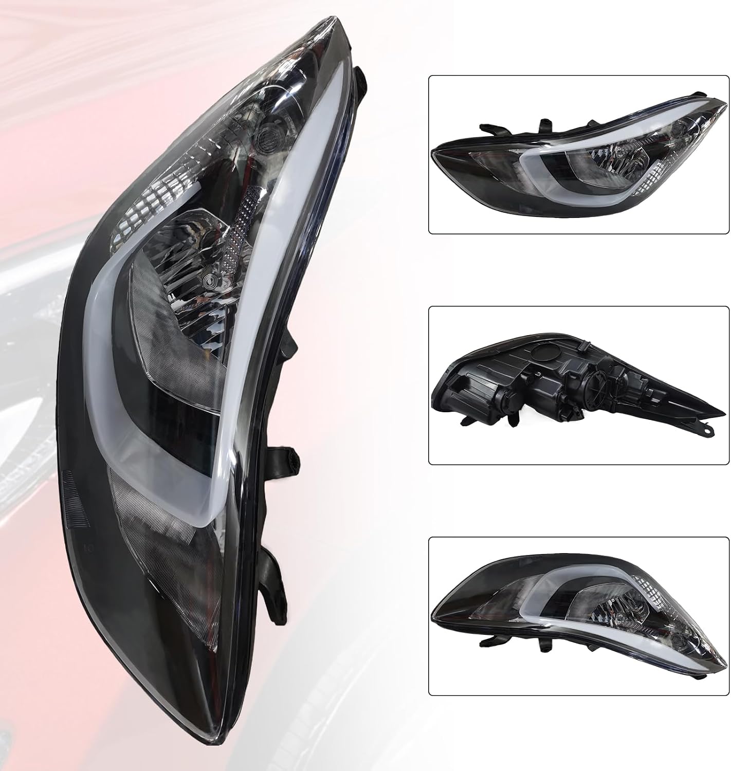 Front Headlight for 2014-2016 Hyundai Elantra Halogen Headlight, 921013Y500, HY250218 Front Headlamp Automotive Projector Assembly Part Replacement (Left Side)