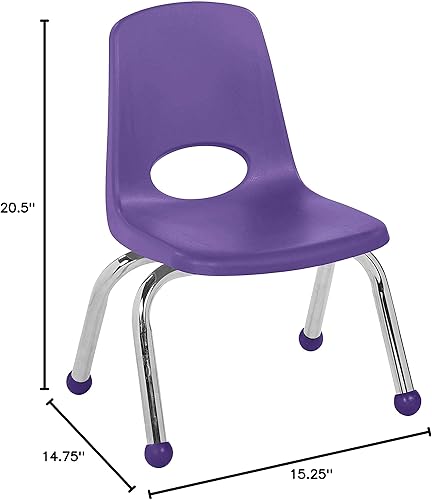 Miniatura 514 de Factory Direct Partners 10355-BL Silla escolar apilable de 10 pulgadas, asiento apilable para estudiantes con patas de acero cromado y rodamientos