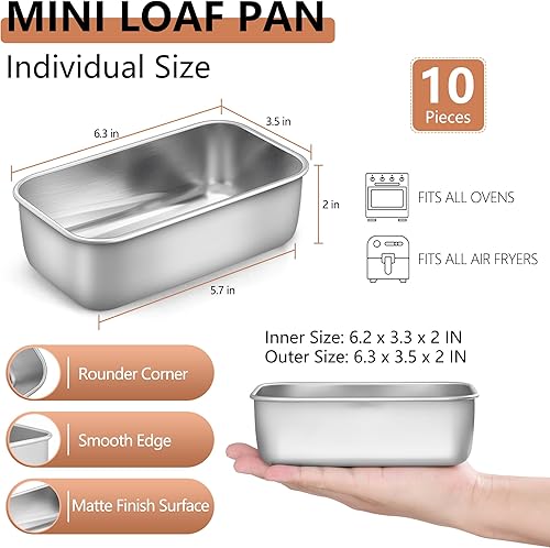 Miniatura 9 de LIANYU Paquete de 3 moldes para hornear pan, bandeja de pan de 9 x 5 pulgadas, molde para pan para hornear, molde para hornear pastel de carne de