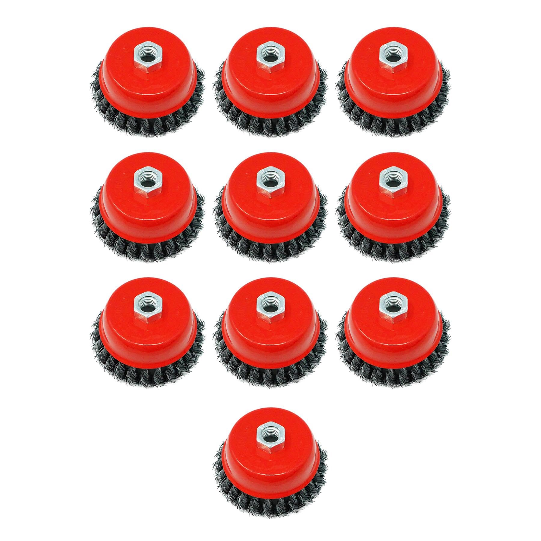 Dapetz ® 10 PCS Wire Cup Brush for Angle Grinder 115mm, Twist Knot Wire Brush 100 mm Thread 4" M14 x 2 Fits for Heavy Cleaning, Stripping, Paint, Rust Removal, Rough Surface Treatment and Grinding
