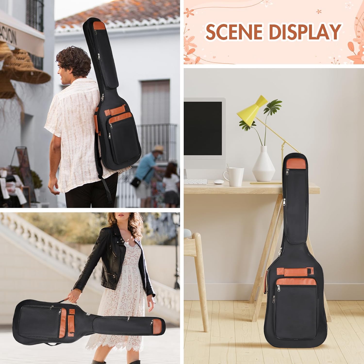 Bass Guitar Bag, Sleek Electric Guitar Case, Backpack Adjustable Strap with Large Pockets Waterproof Electric Bass Bag Bass Guitar Gig Bag, Bass, Multi, 78020585168875715