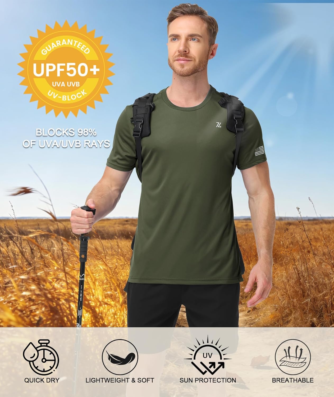 ZITY T-Shirts for Men UPF 50+ Sun Protection Rash Guard, Fast Dry Moisture Wicking for Athletic Activities & Fishing - Image 4