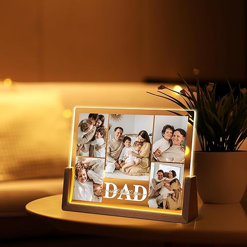 Miniatura 6 de MAIWELL Regalos personalizados para el Día del Padre, Navidad, cumpleaños de hija, hijo, niños, esposa, marco de fotos iluminado personalizado,
