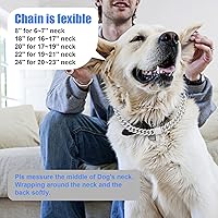 Vista 3 de Collar cubano de cadena para perro, collar de metal plateado para caminar con hebilla segura, collar de cristal cubano para mascotas, accesorios