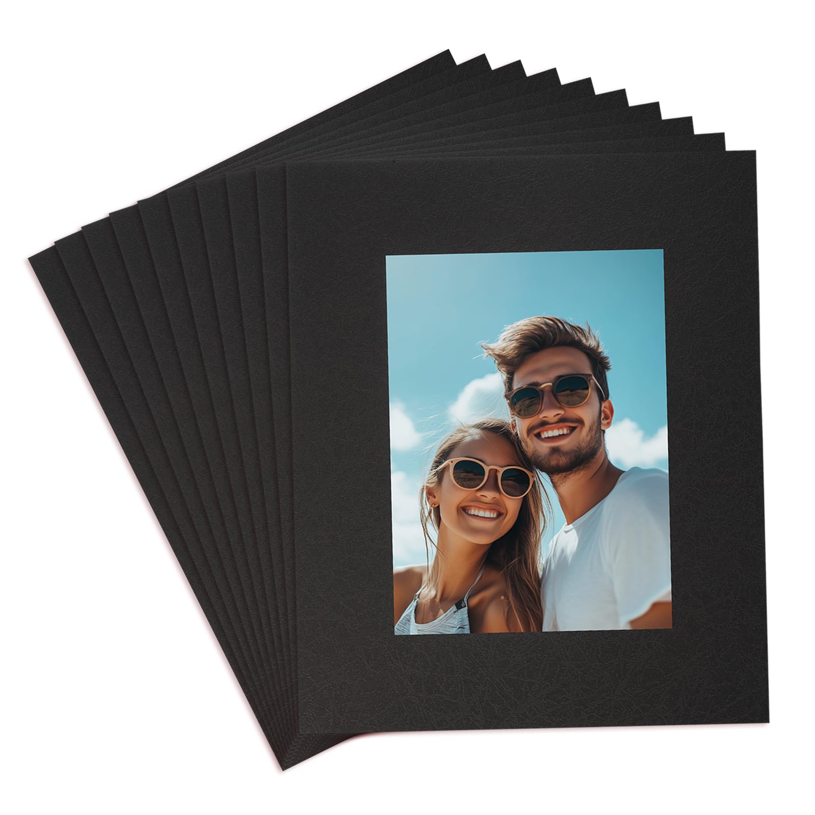 Passe-partout noir 20,3x25,4 cm tapis de tableau sans acide et fond biseauté pour photo