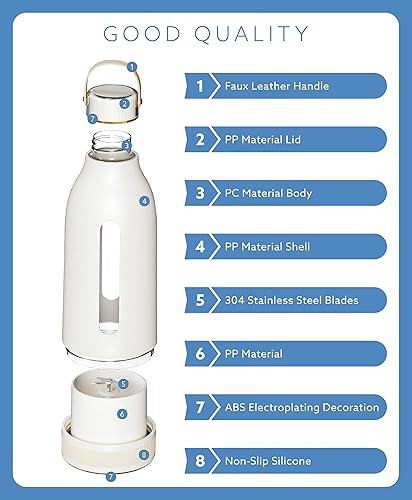 Miniatura 9 de HydraBlend - Licuadora de viaje portátil para batidos y batidos, licuadora personal de 14 onzas con 4 cuchillas de acero inoxidable, sin BPA,