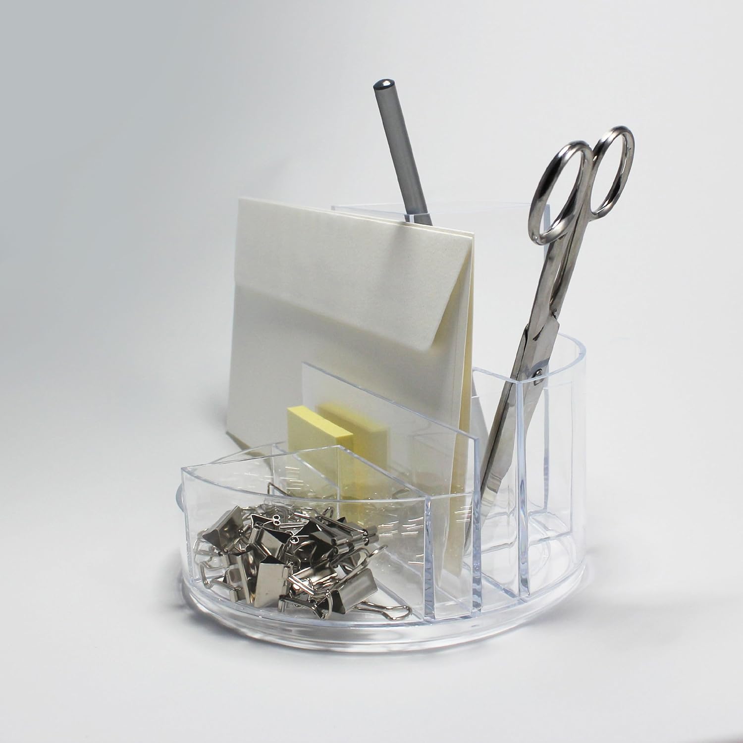 Maul 140 x 125 mm Round Box,Desk Organiser, 6 compartments, the Original from Germany- Transparent