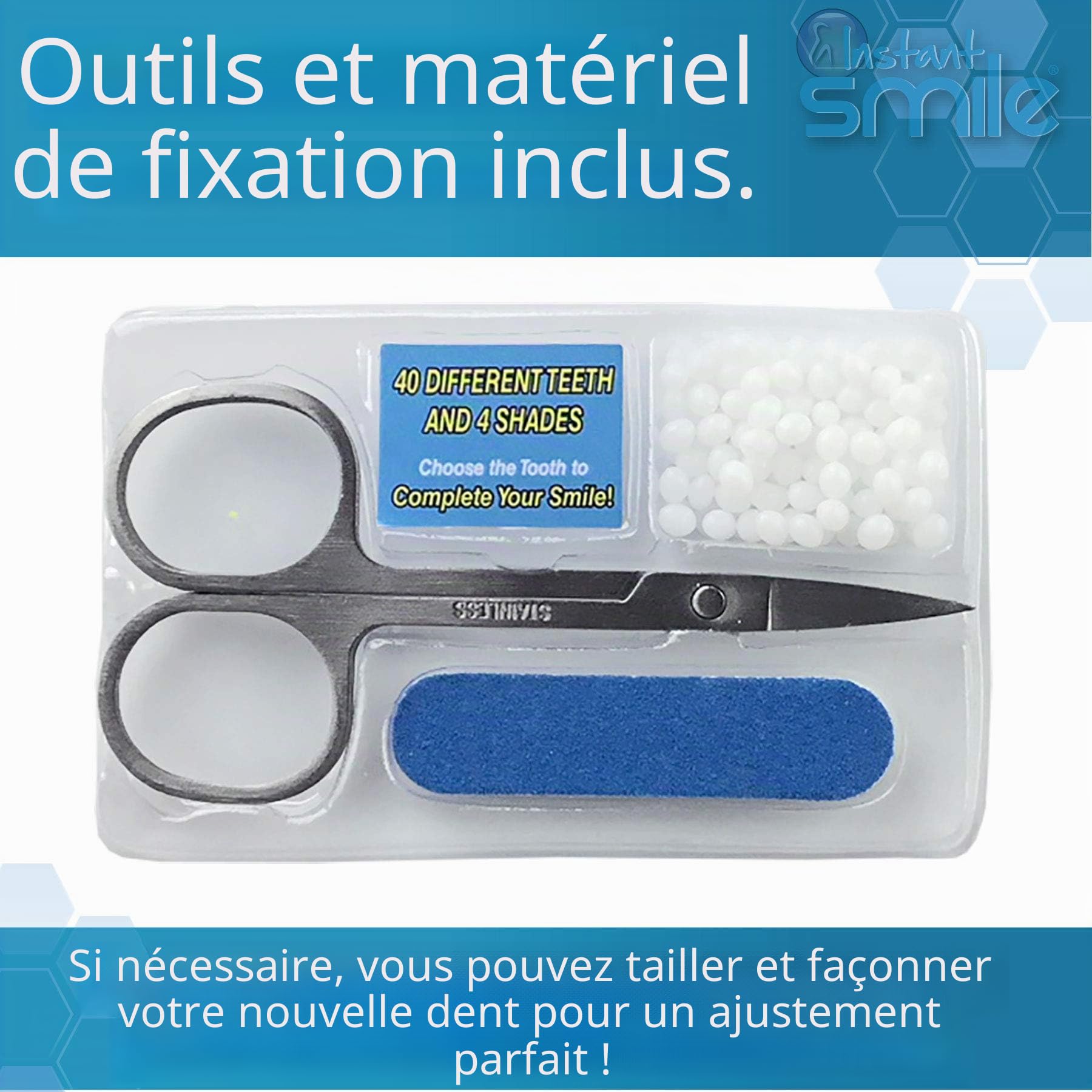 Instant Smile Complétez Votre Sourire Temporary Dental Replacement Kit – Kit Dentaire de Remplacement, Facile à Utiliser, Sourire Instantané, Taille Unique