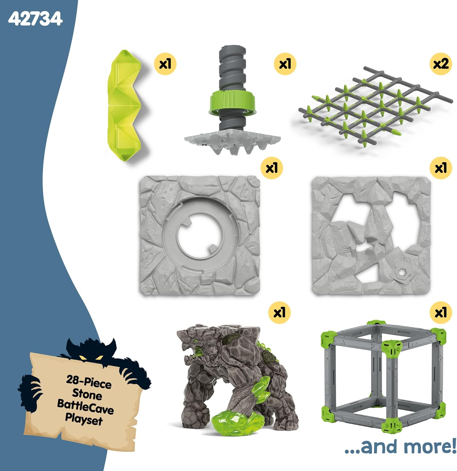 schleich Eldrador Creatures - 28 PC BattleCave Stone Smasher Playset for Boys and Girls - Kids Ages 7+ | 42734