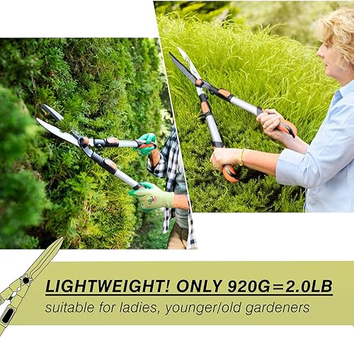 Miniatura 3 de Colwelt Tijeras extensibles, cortasetos manuales telescópicas ligeras con asas de aluminio extensibles, tijeras de jardín ajustables para setos de