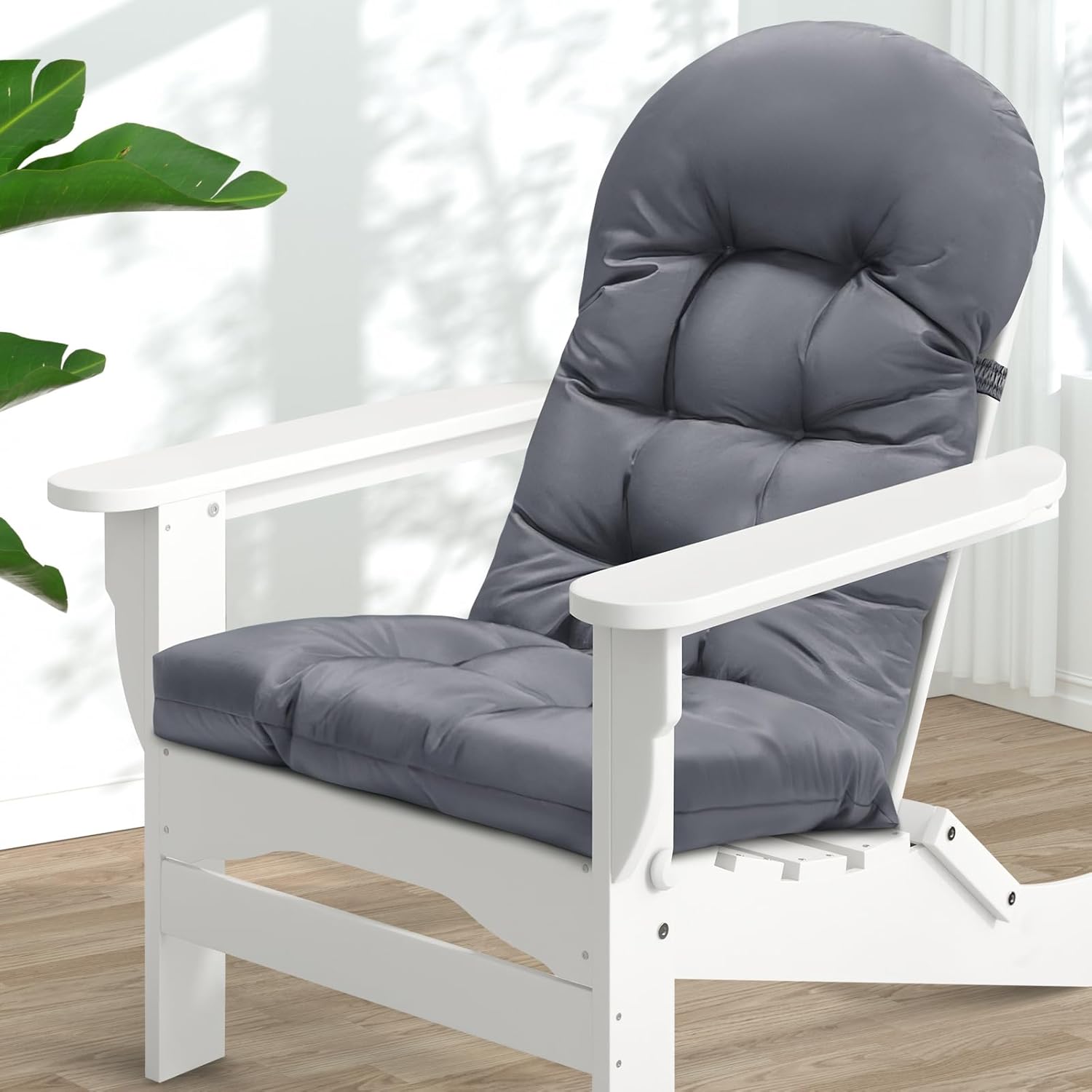 MAGIC ELEPHANT Adirondack Chair Cushion, Memory Foam Outdoor Chair Cushion, Water-Repellent Thick High Back Patio Rocking Chair Pad Seat Cushion Replacement (Gray)