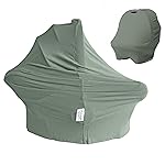 MOZAH Baby Multi-Use Cover: 9-in-1 Car Seat Covers for Babies, Nursing Cover for Breastfeeding & More, Ultra-Soft & Stretchy Infant Car Seat Cover (Roman Green)
