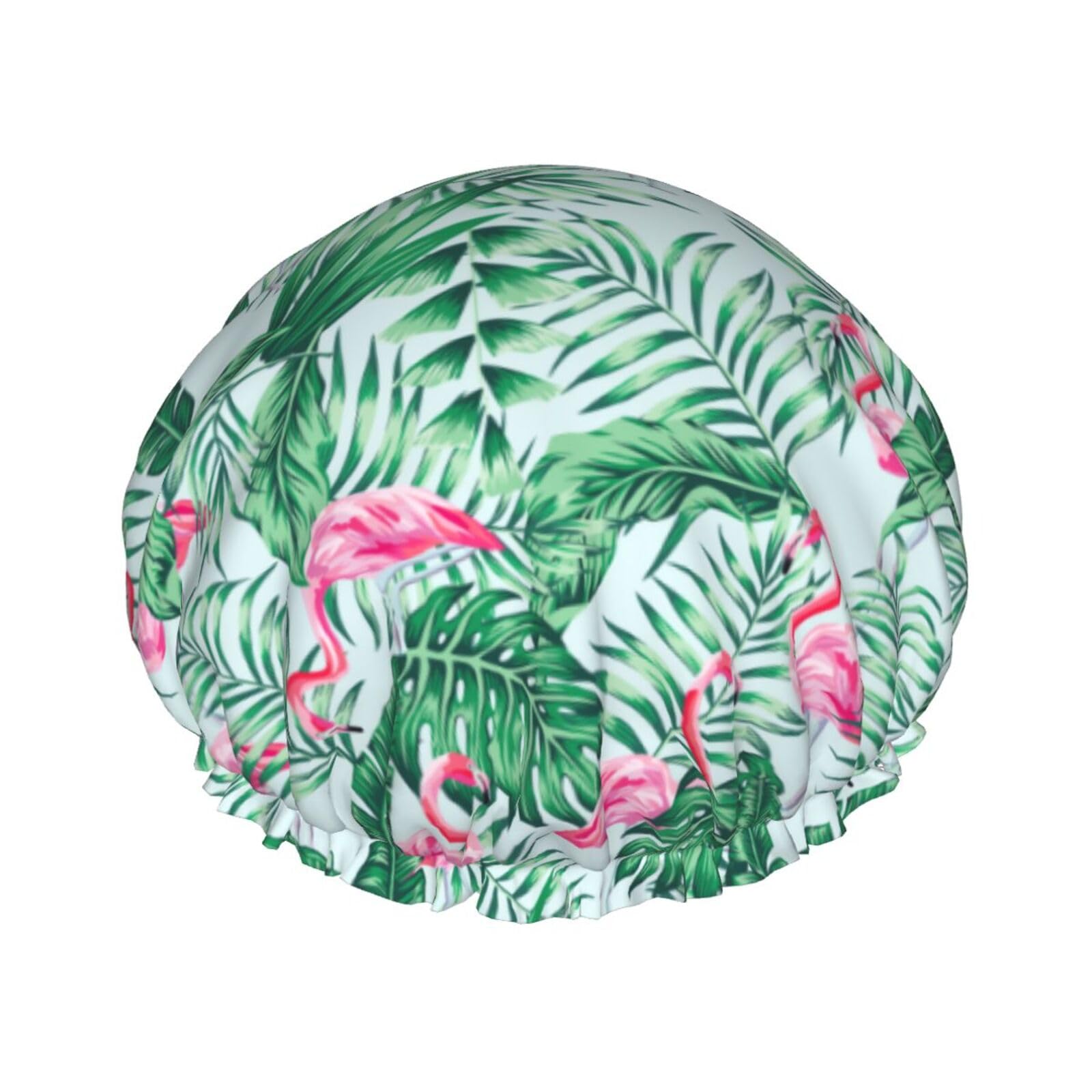 Bonnet de douche imperméable double couche feuilles de bananier pour protection cheveux femme